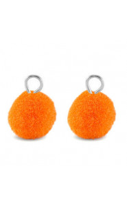 Pompom charm with loop 10mm - Silver-orange peel